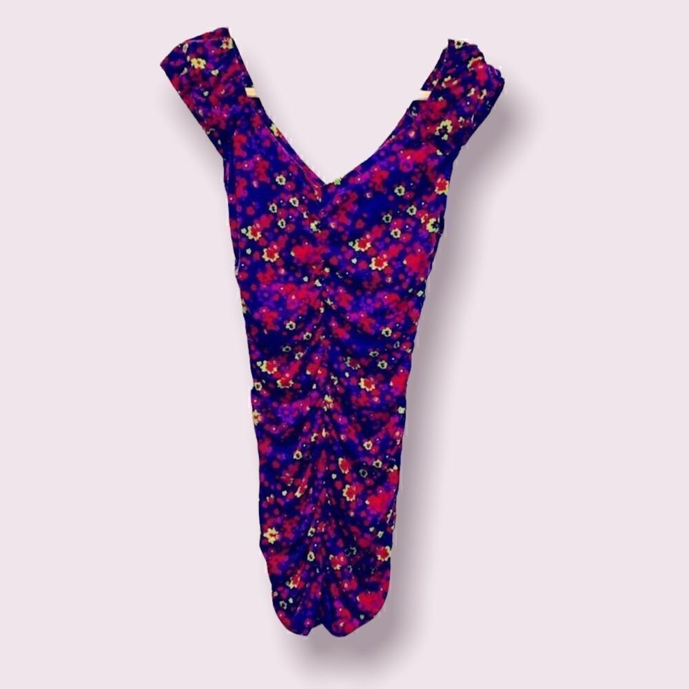 Planet Gold Purple/Floral Mini Dress Women’ssize Medium (M) Bodycon Nwot